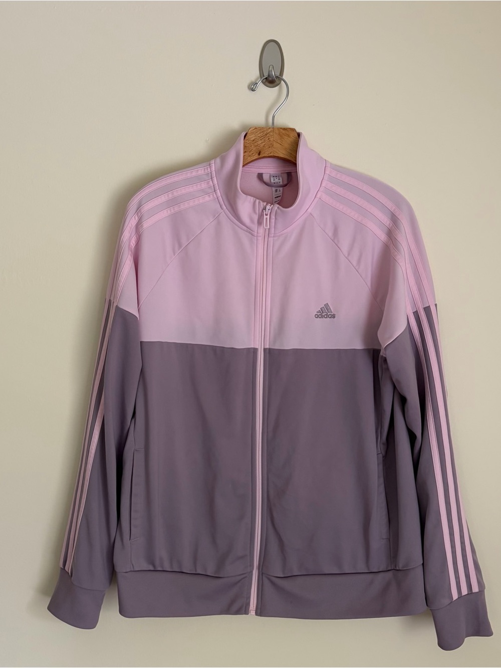 Adidas Women’s Color Block Tricot Track Jacket - Fig/Light Pink - XL